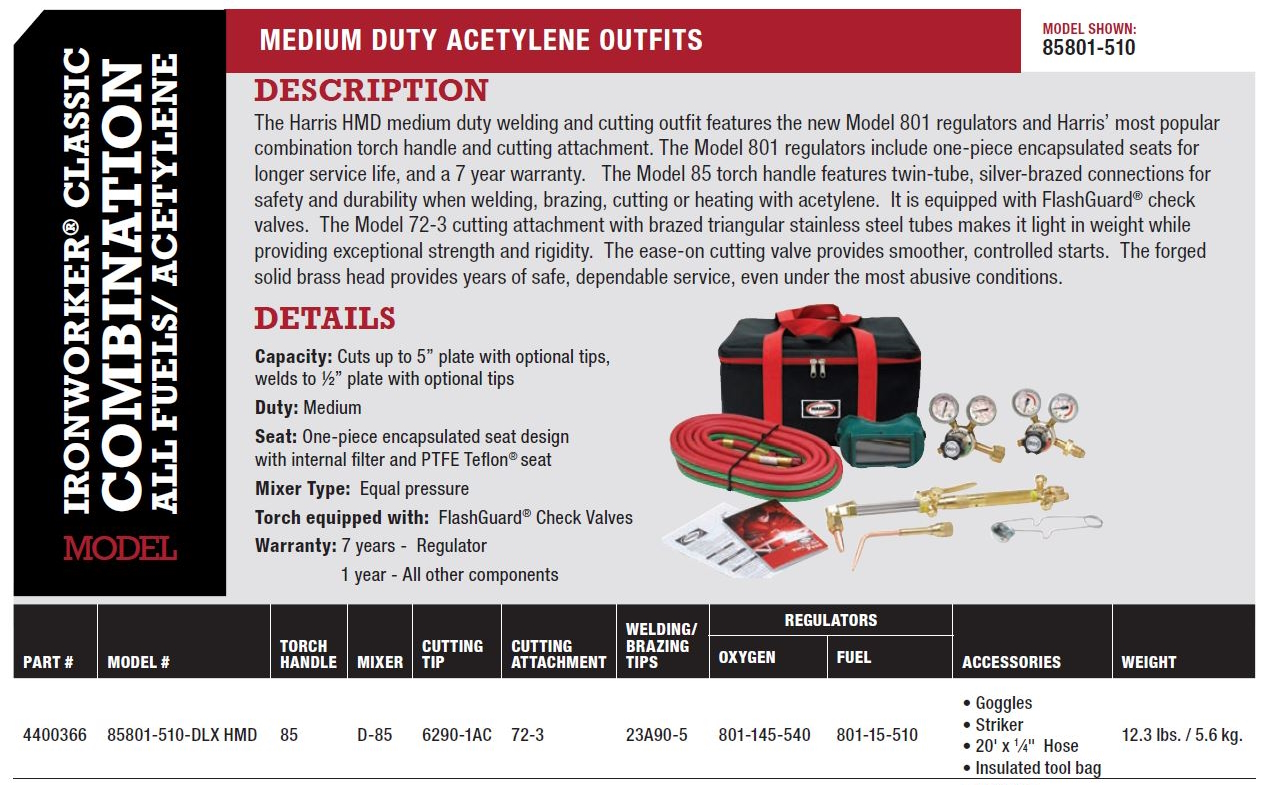 Harris HMD Ironworker 510 Oxygen Acetylene Torch Kit